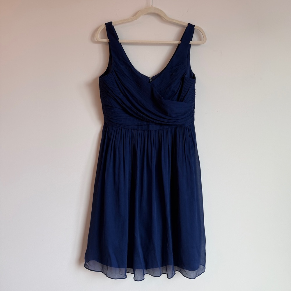 J. Crew Navy V-Neck Sleeveless Chiffon Midi Dress